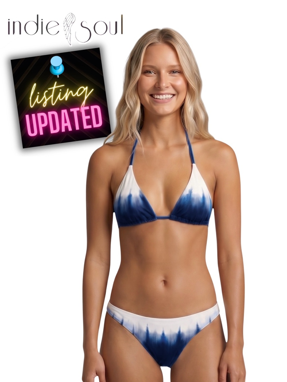 INDIE SOUL new Tie-Dye Triangle String Bikini (Top Small/ Bottoms Medium)